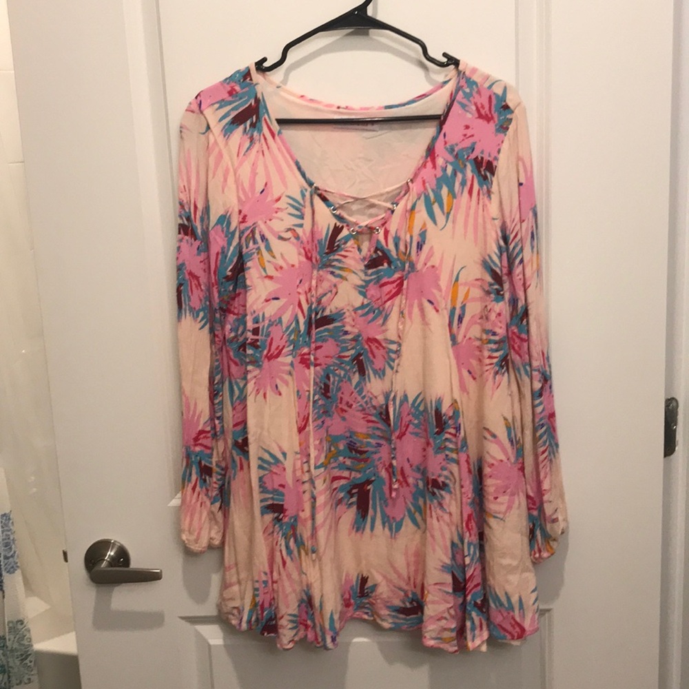 Pink tropical mini dress